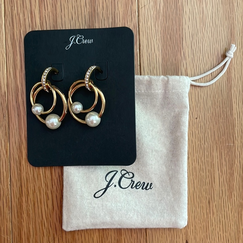 New J.Crew good pearl rhinestone earrings
